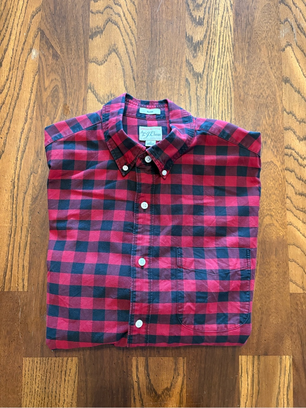 J. Crew Men’s Red and Black Buffalo Plaid Button-Down Shirt